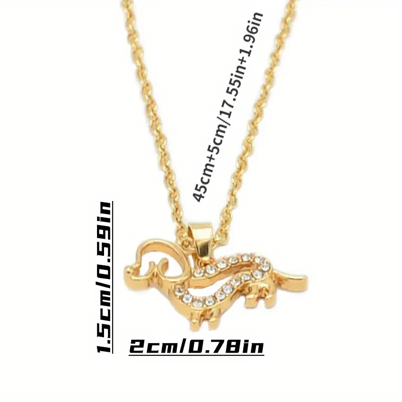 Dazzling Dachshund Pendant Necklace - Sterling Silver with Rose Gold color-Cubic Zirconia